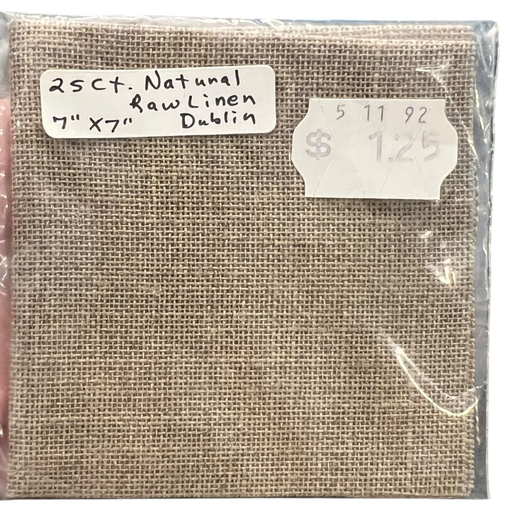 Vintage Cross Stitch Fabric 25 Count 7x7” NEW Natural Raw Linen Dublin